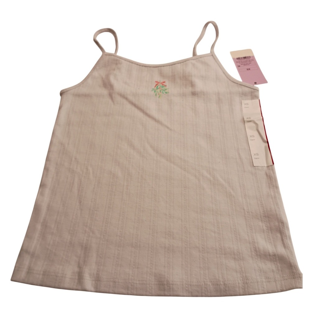 Wild Fable Light Grey Ribbed Mistletoe Embroidered Cami Top XS NWT Holiday Tank